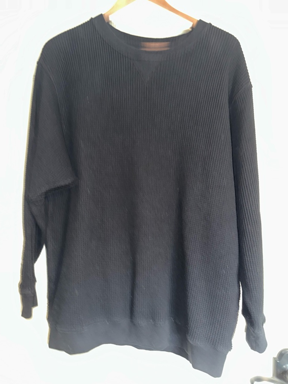 Aerie Oversized Waffle Sweatshirt Black Size Medium